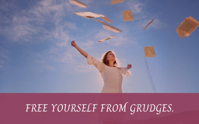 Woman freeing herself from grudges